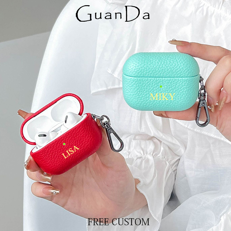 Monogram Keychain Leather - Fashion Cute Mini DIY Earphone Case