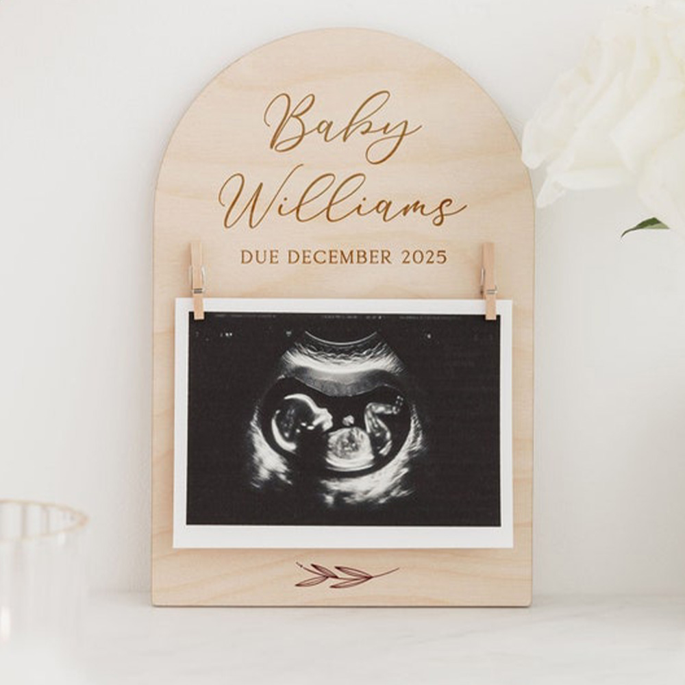 Personalised Pregnancy Announc - Engraved Wood Frame recension och pris