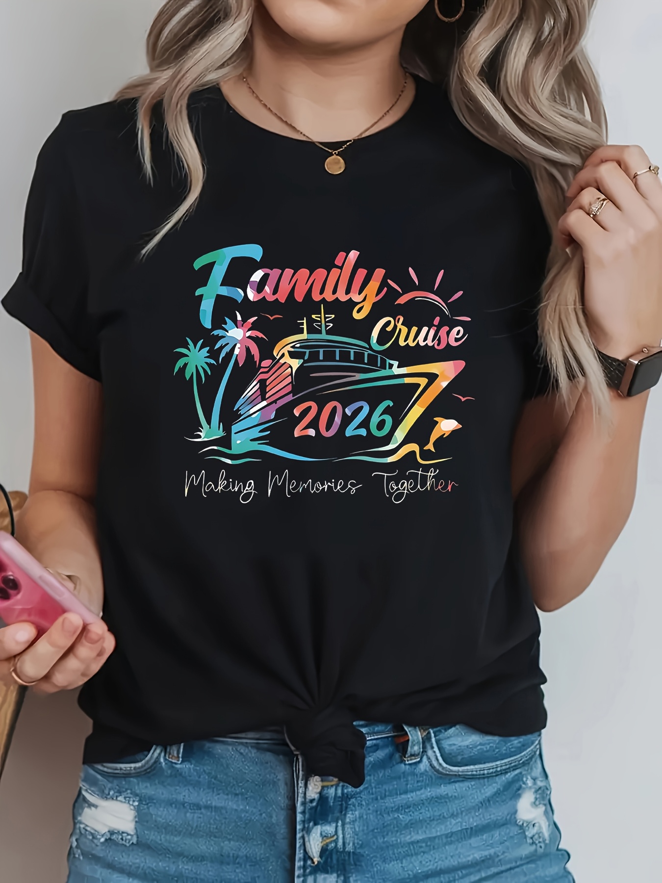 Plus Size Women Casual Round N - Family Tree Print recension och pris