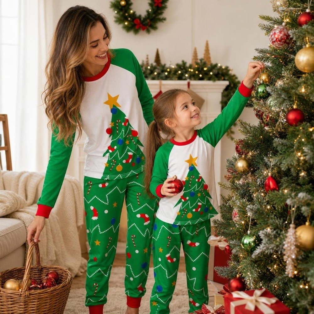 Long Sleeve Christmas Pyjamas  - Family Tree Print recension och pris