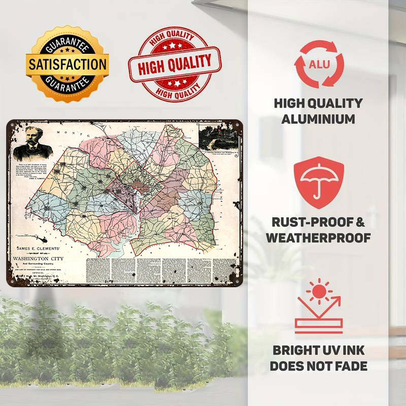 Map of Washington City Printed - Custom Map Poster recension och pris